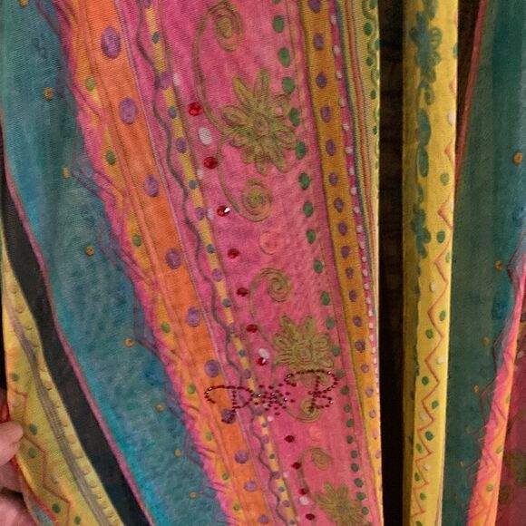 Piluca Bayarri Ibiza Multicolor Sheer Coverup Dress,Long Sleeves & side Slits. - Picture 3 of 8